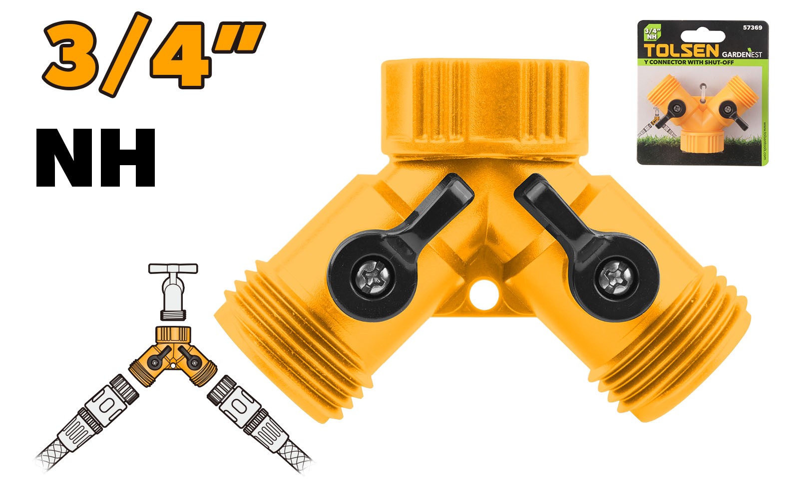 tolsen tools Plastic Y Connector With Shut-Off