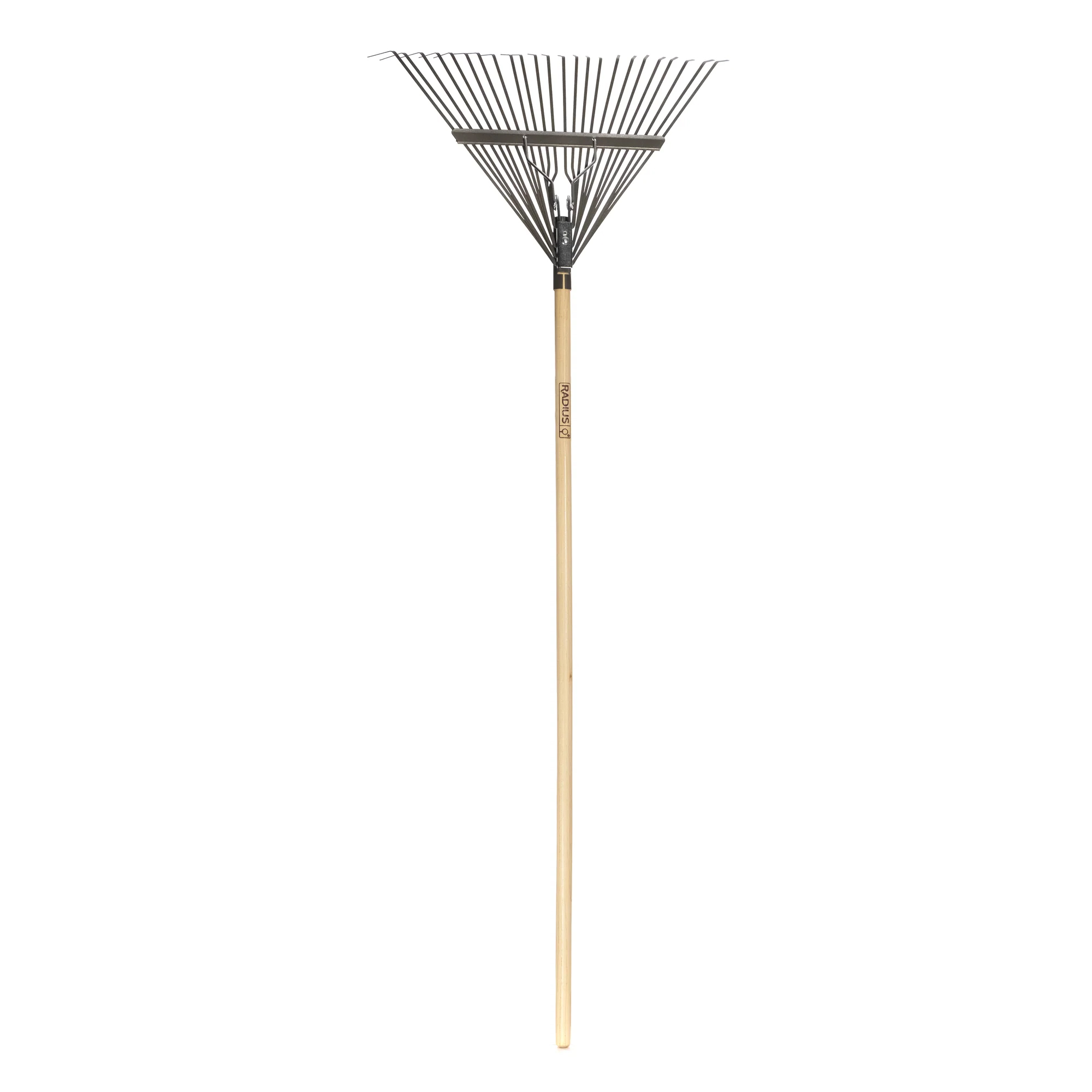 24 Tine Steel Leaf Rake Wood Long Handle