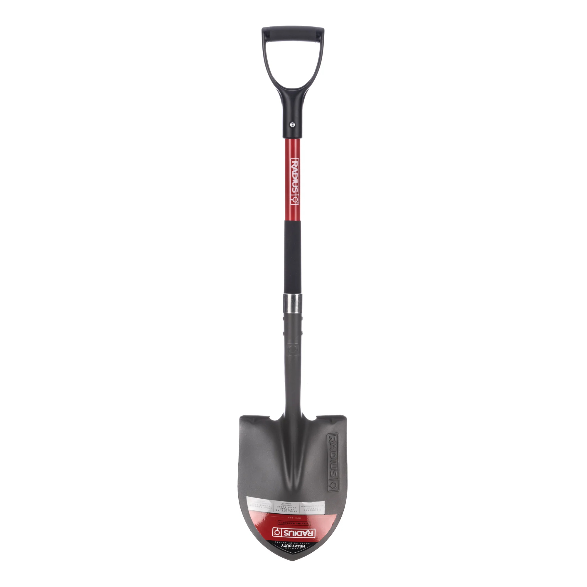 Premium D-Handle Round-Point Shovel, Fiberglass Shaft